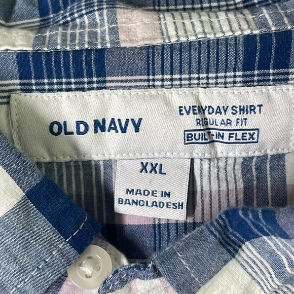 Old Navy Shirt XXL White Blue Mens Button Down Collard - Picture 4 of 12